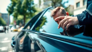 Apply window tint near me for a sleek look with expert techniques. Professional technician at work.