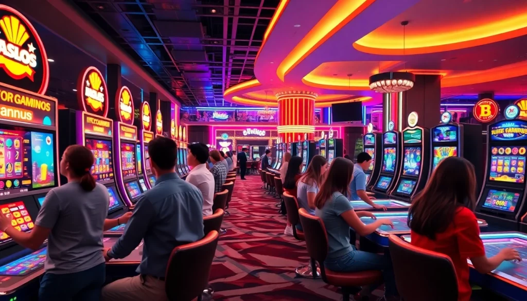 Joueurs captivés dans un environnement de crypto casinos, vivant l'excitation du jeu en ligne.
